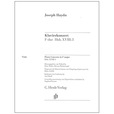 Haydn, J.: Klavierkonzert Hob. XVIII:3 F-Dur – Stimmen altviool