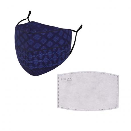 Cloth mask Motif with activated carbon filter donkerblauw