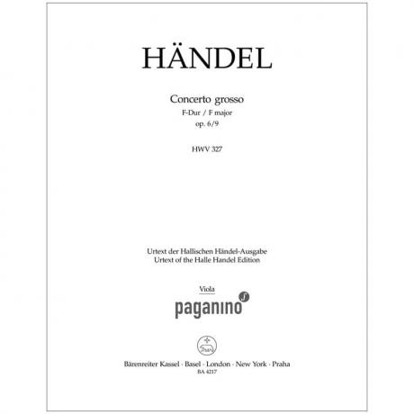 Händel, G. F.: Concerto grosso Op. 6/9 HWV 327 F-Dur – Stimmen altviool