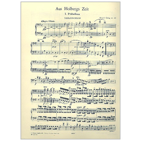 Grieg, E.: Suite »Aus Holbergs Zeit« Op. 40 G-Dur – Einzelstimmen cello