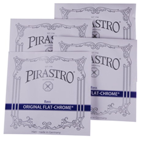 ORIGINAL FLAT-CHROME contrabassnaren SET van Pirastro middel