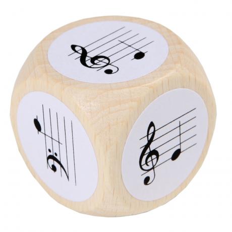 Note Dice with treble- and bass clefs a-e'