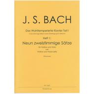 Bach, J. S.: 9 zweistimmige Sätze aus dem Wohltemperierten Klavier Teil I 